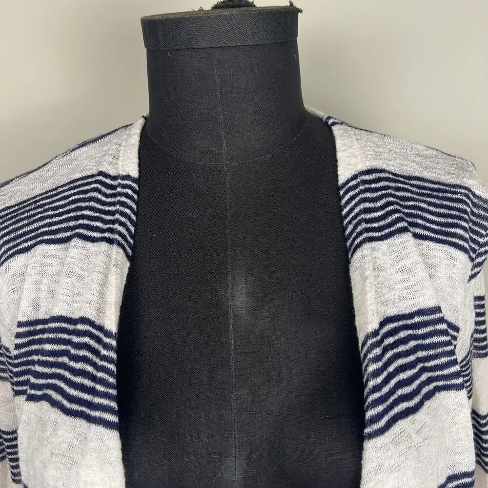 Renee‎ C Open Cardigan Lightweight Black Cream Cardigan Small Duster USA